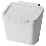 Koš za smeti SKOLÄST je kompakten, bel, plastični koš, zasnovan za učinkovito obešanje nad vrati.
