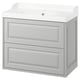 TÄNNFORSEN svetlo siva toaletna miza. Čista zasnova, 2 predala, keramično korito.