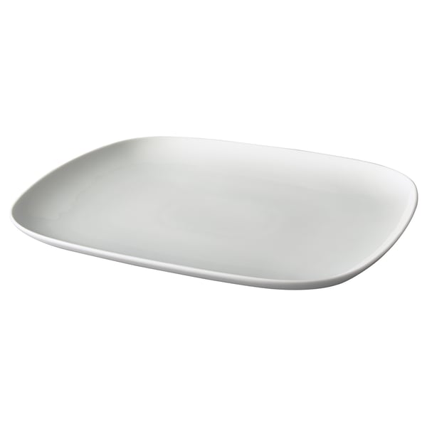 Kvadratna, bela plošča VÄRDERA iz trpežnega porcelana z elegantnim, minimalističnim dizajnom.