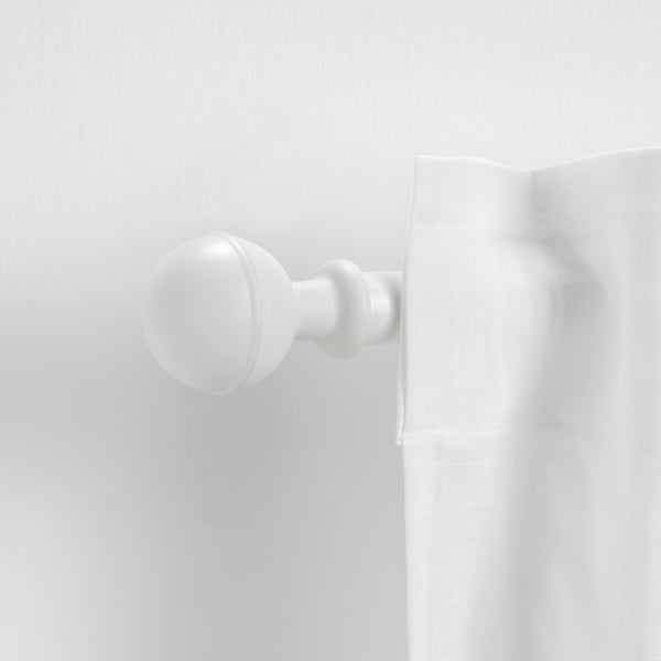 ALVARSTÅNDOV biely záver, malý okrúhly guľatý tvar, plast, na záclonovej tyči.
