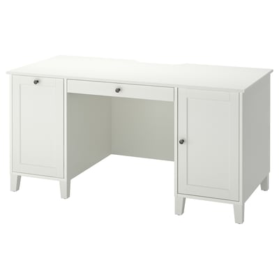 IDANÄS biely stôl - elegantný, úložný priestor, vedenie káblov