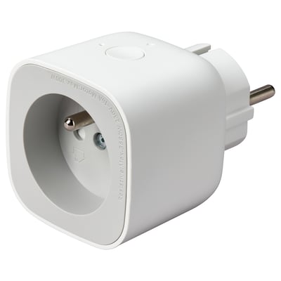 Inteligentná zástrčka INSPELNING: biela, plastová, kompaktná, jednoduchá zásuvka, zaoblený dizajn.