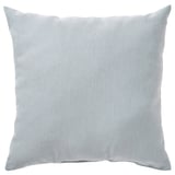 Svetlomodrý melanžový vankúš, mäkký, mäkký s jemným leskom, štvorcového tvaru, vyrobený z recyklovaného polyesteru.