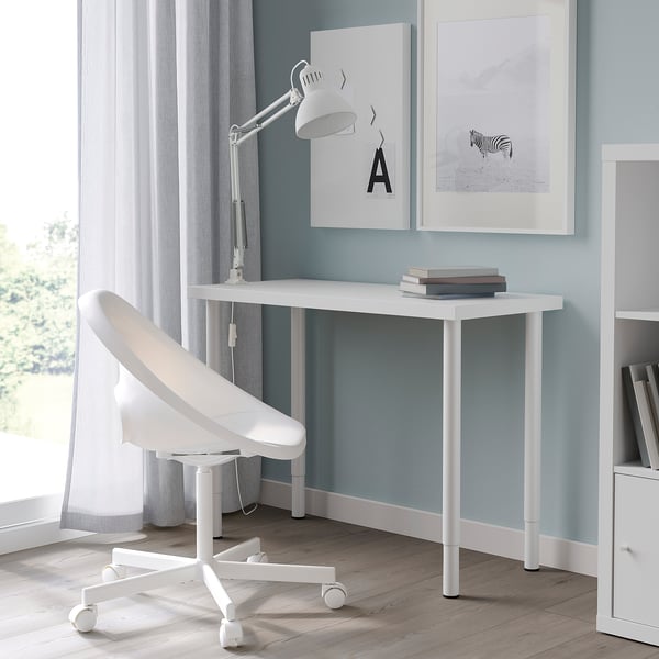 LINNMON / OLOV Stôl, biela, 100x45 cm