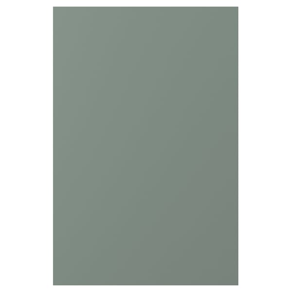 Plochý, šedozelený panel NICKEBO s hladkým, minimalistickým dizajnom vhodný na nábytok.