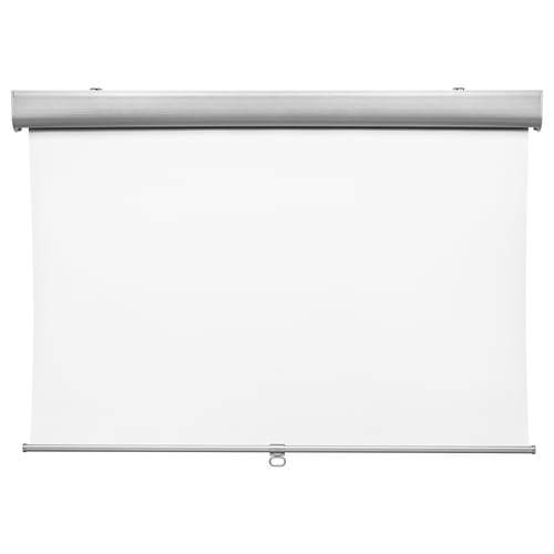 Roleta TRETUR, biela, hliník a polyester, akumulátorová, zatemňovaná.