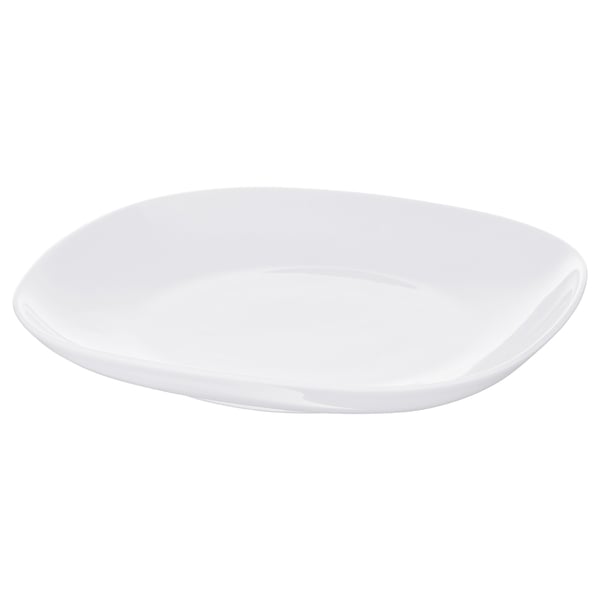 Biela štvorcová keramická doska VÄRDERA, jednoduchý a minimalistický dizajn, vyrobená z odolného živcového porcelánu.