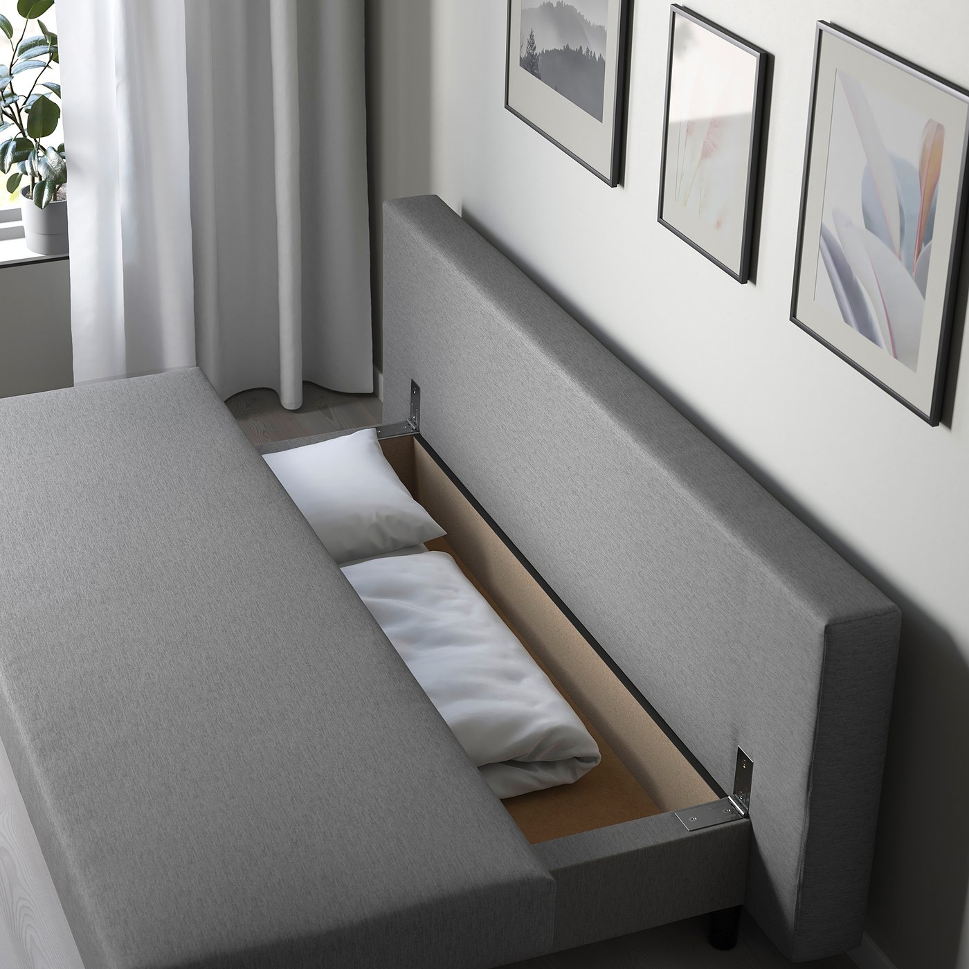 ALVDALEN 3-seat sofa-bed, Knisa grey-beige — picture 5