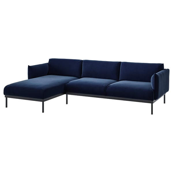 ÄPPLARYD 3-seat sofa with chaise longue, Djuparp dark blue