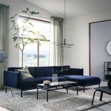 ÄPPLARYD 3-seat sofa with chaise longue, Djuparp dark blue