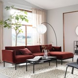ÄPPLARYD 3-seat sofa with chaise longue, Djuparp red/brown
