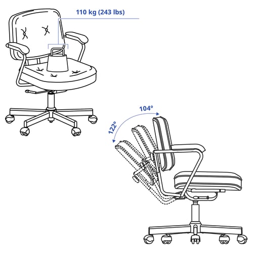 Illustration with measurements for the product: ALEFJÄLL.