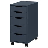 ALEX Drawer unit on castors, black-blue, 36x76 cm