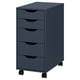 ALEX Drawer unit on castors, black-blue, 36x76 cm
