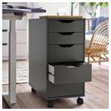ALEX Drawer unit on castors, dark grey/black, 36x76 cm