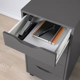 ALEX Drawer unit on castors, dark grey/black, 36x76 cm