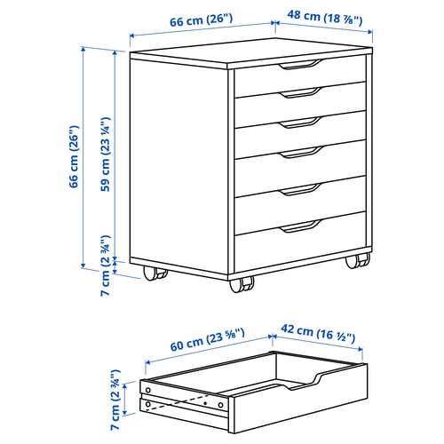 Illustration with measurements for the product: ALEX.