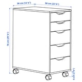 ALEX Drawer unit on castors, white stained oak effect/black, 36x76 cm