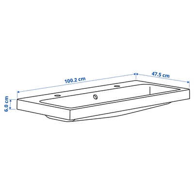 BACKSJÖN Wash-basin, white, 100x48 cm