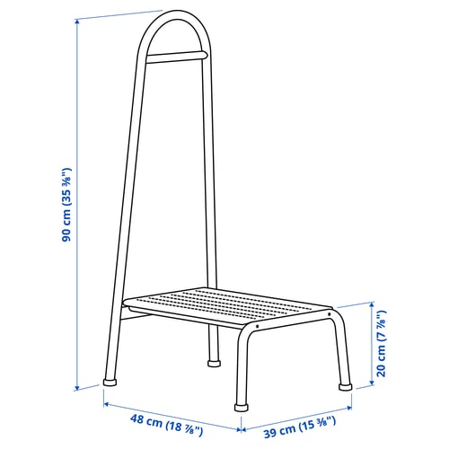 BÄSINGEN Step stool with handrail, anthracite