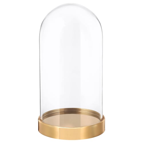 BEGÅVNING glass dome, gold base, display decorative items, modern design.