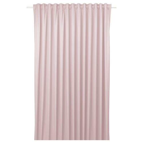 Peach-colored blockout curtain by BENGTA, sheer, with heading tape.
