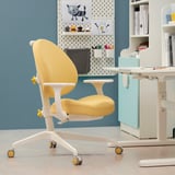 BERGLÄRKA / GUNRIK Children's desk+chair w armrests, white/yellow, 100x70 cm