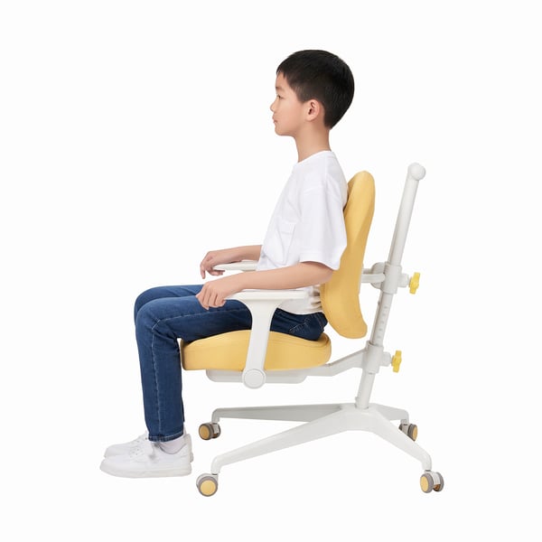 BERGLÄRKA / GUNRIK Children's desk+chair w armrests, white/yellow, 100x70 cm