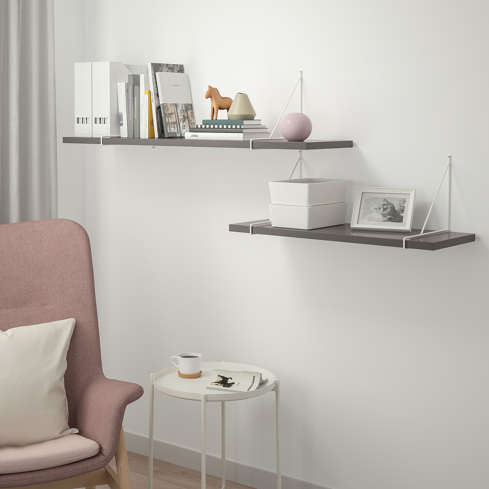 BERGSHULT / PERSHULT Wall shelf combination dark grey/white IKEA