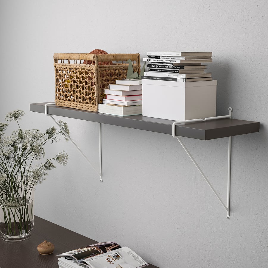 BERGSHULT / PERSHULT Wall shelf, dark grey/white, 80x20 cm IKEA