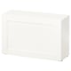 A white BESTÅ storage unit, rectangular with clean lines, sleek modern design.
