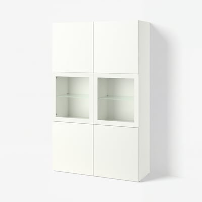 BESTÅ Storage combination w glass doors, white/Förvaltare white, 120x42x193 cm