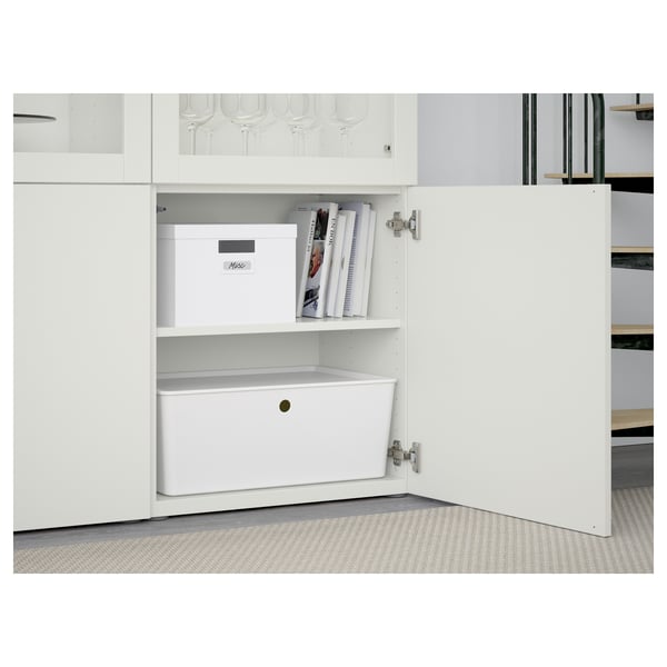 BESTÅ Storage combination w glass doors, white Lappviken/Sindvik white clear glass, 120x42x193 cm