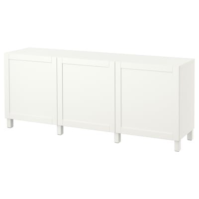 BESTÅ Storage combination with doors, white/Hanviken/Stubbarp white, 180x42x74 cm
