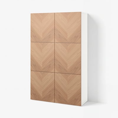 BESTÅ Storage combination with doors, white/Hedeviken oak veneer, 120x42x193 cm