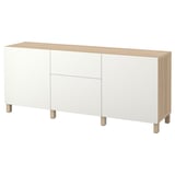 BESTÅ Storage combination with drawers, white stained oak effect/Lappviken white, 180x42x74 cm