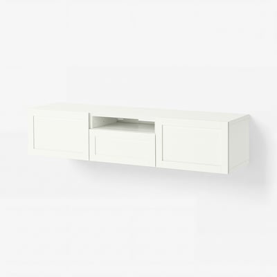 BESTÅ TV bench, white/Pipmakare white, 180x42x39 cm