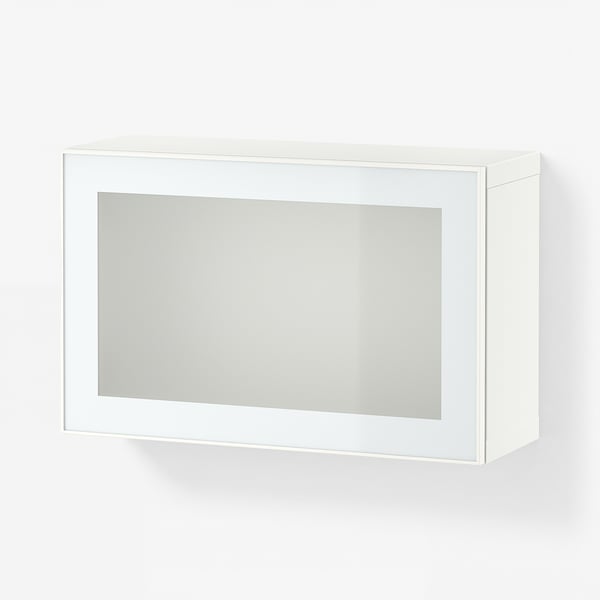 BESTÅ Wall-mounted cabinet combination, white Glassvik/white/light green frosted glass, 60x22x38 cm