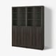 BILLY / OXBERG Bookcase comb w panel/glass doors, dark brown oak effect, 160x30x202 cm