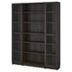 BILLY / OXBERG Bookcase combination w glass doors, dark brown oak effect, 160x202 cm