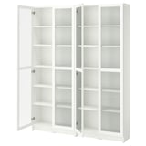 BILLY / OXBERG Bookcase, white/glass, 160x30x202 cm