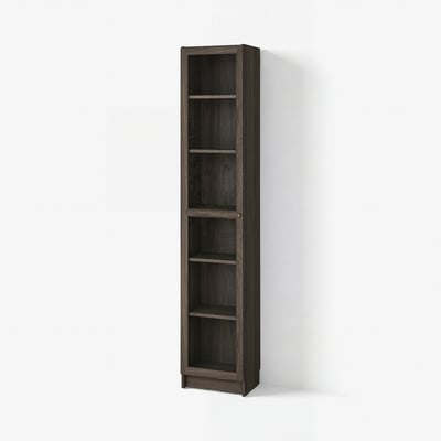 BILLY / OXBERG Bookcase with glass door, dark brown oak effect/clear glass, 40x30x202 cm