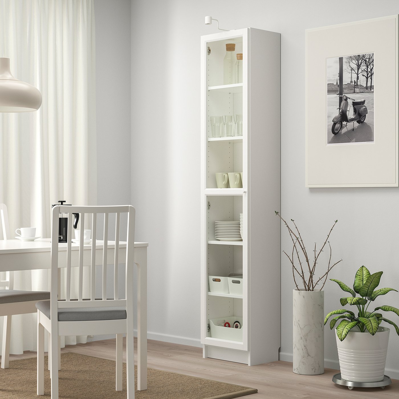 BILLY / OXBERG bookcase with glass door, white/glass, 40x30x202 cm — picture 5