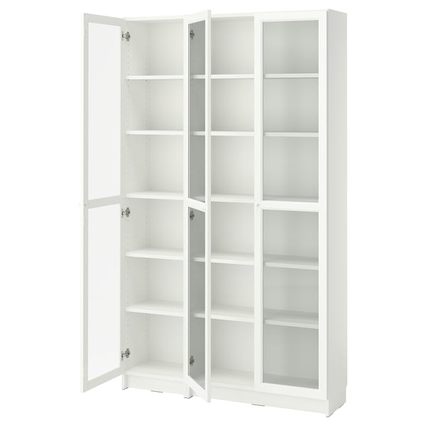 BILLY / OXBERG Bookcase with glass-doors, white, 120x30x202 cm