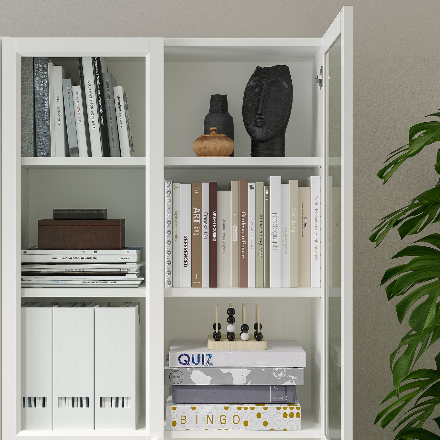 BILLY / OXBERG bookcase with panel/glass doors, white, 80x30x202 cm — picture 5