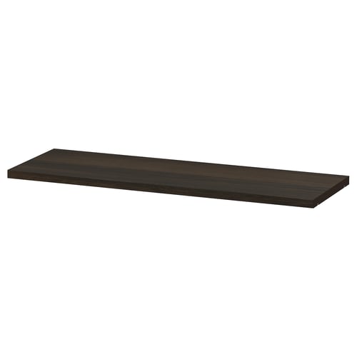 Dark brown BILLY shelf, rectangular shape, made of particleboard and foil.