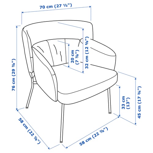 Illustration with measurements for the product: BINGSTA.