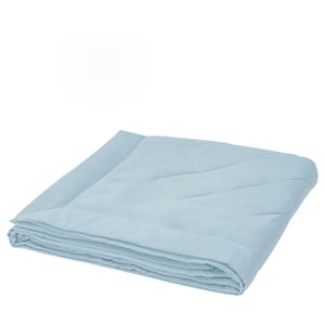 Light blue BLÅNEPETA duvet folded neatly, soft with visible stitching, made from lyocell for cool comfort.