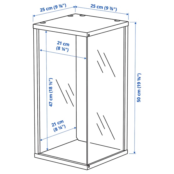 BRÄNNBOLL Wall-mounted display cabinet, white, 50x25x25 cm