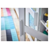 BRIMNES Cabinet with doors, glass/white, 78x95 cm